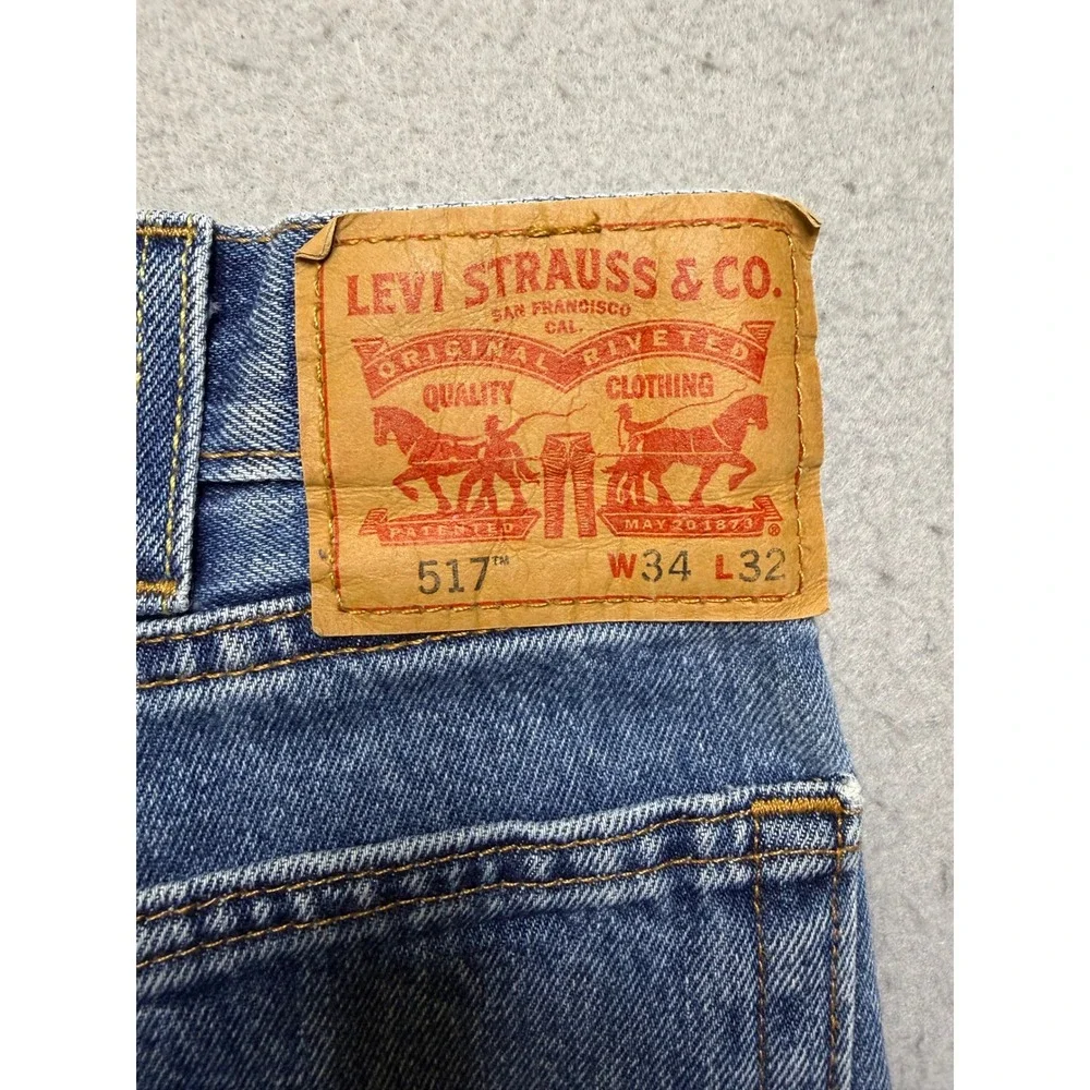 Levi's 517 Jeans Mens 34x32 Blue Bootcut Medium Wash Denim Pants Y2K